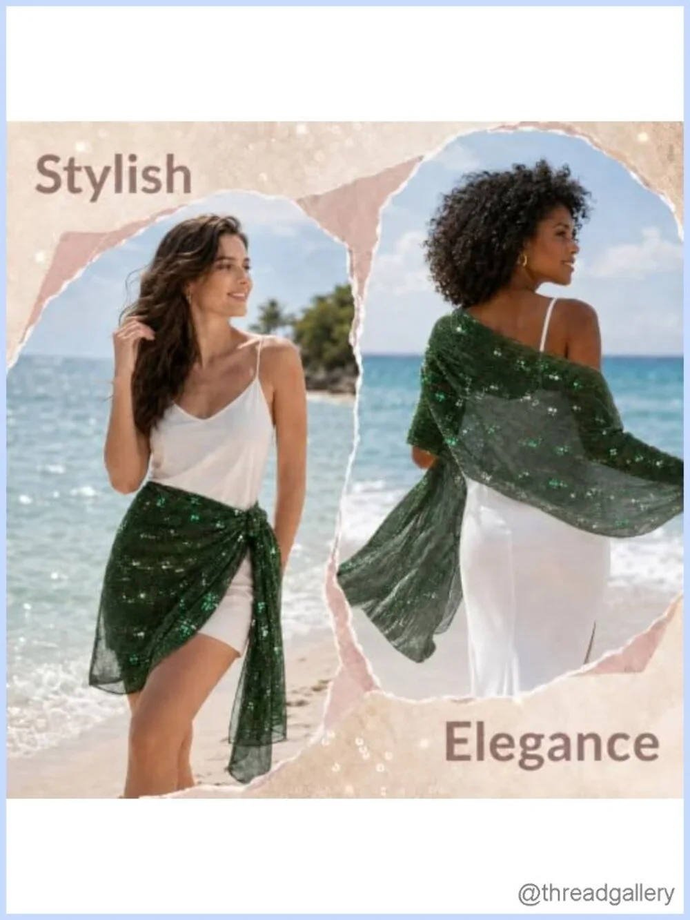 Sequin Neck Scarf for Women Lightweight Sheer Shawl Wrap Party Accessory